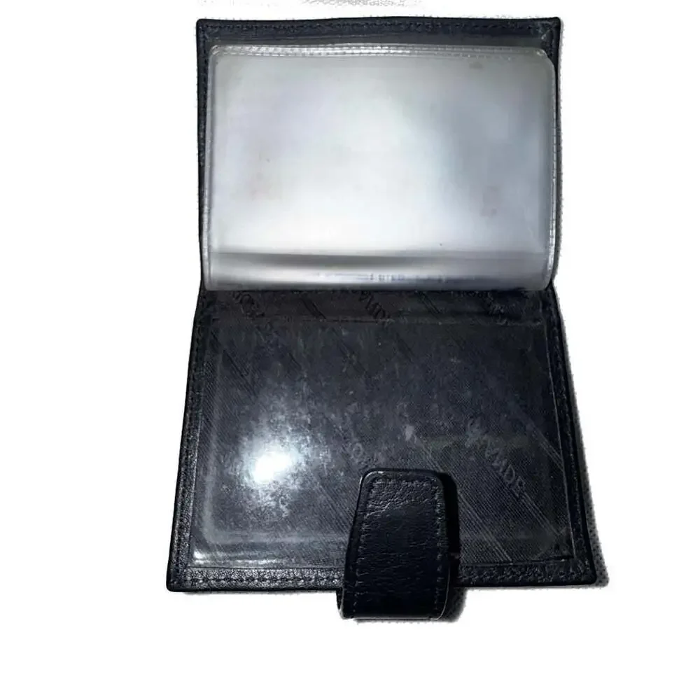 Grande Black 100% Leather Card Holder Wallet with Snap Closure